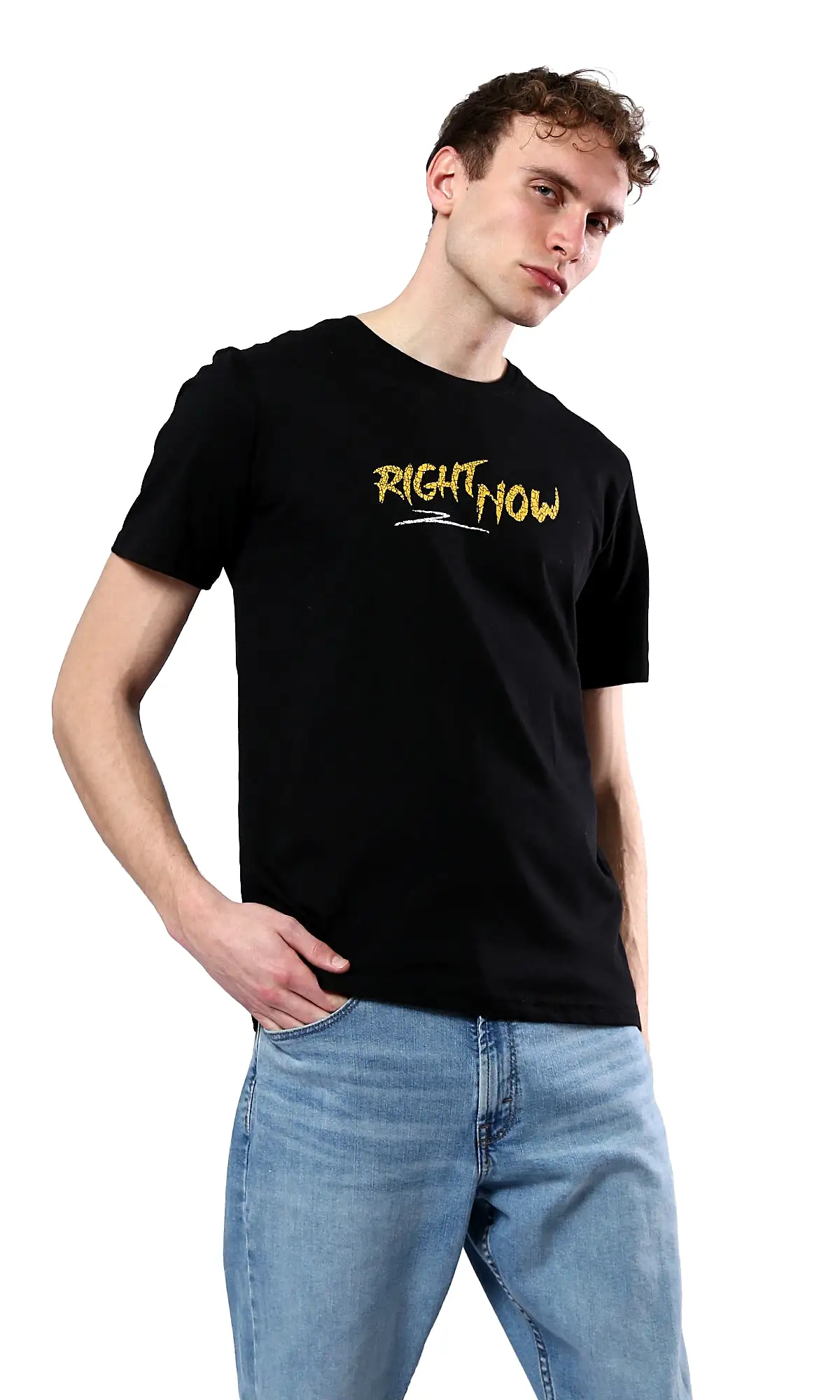 O178911 Printed Right Now Black Casual Tee