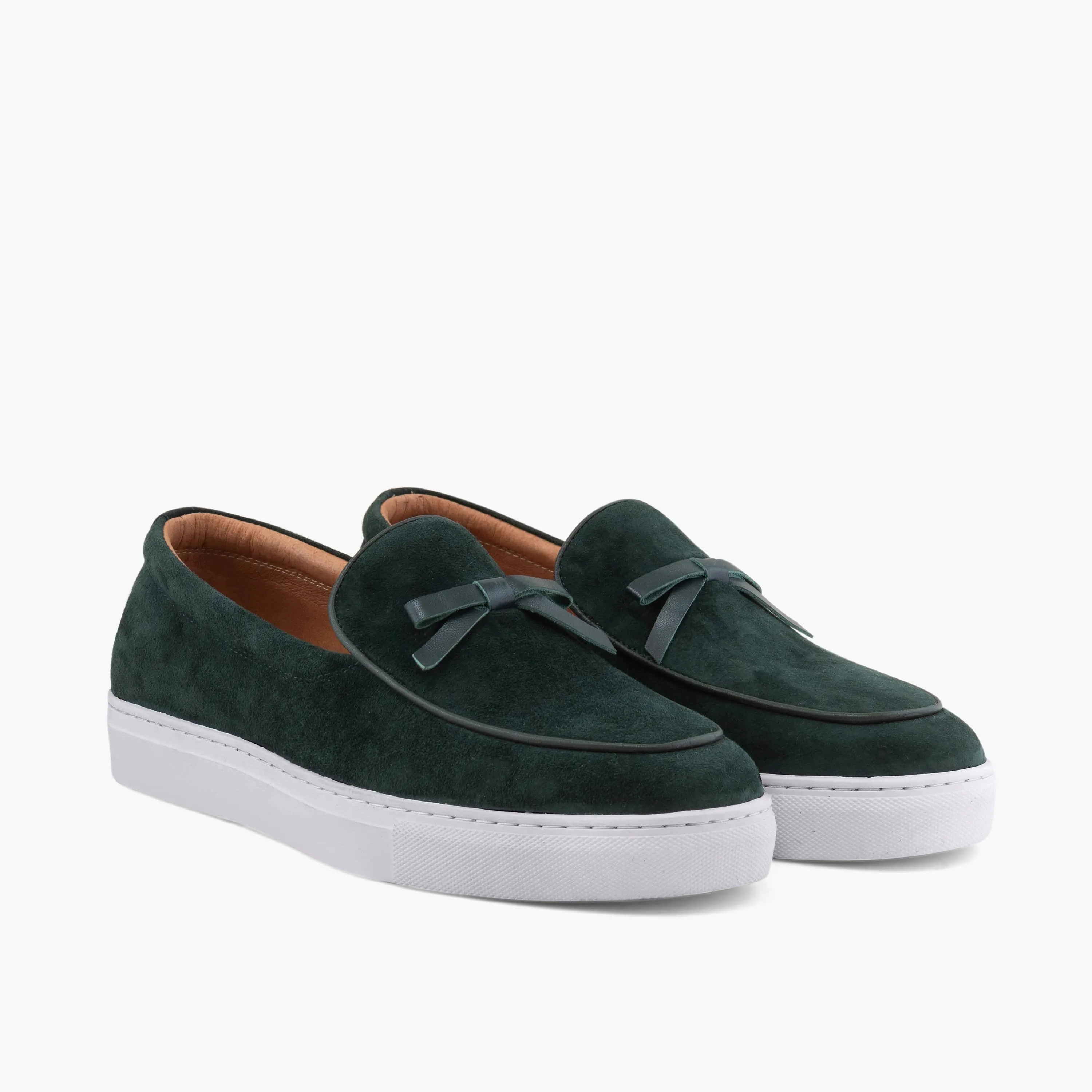 Odell Sacramento Green Leather Belgian Loafer Sneakers