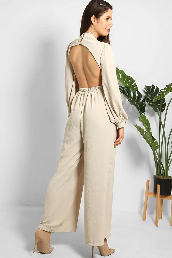 Open Back Cut Out Top Wide Leg Jumpsuit