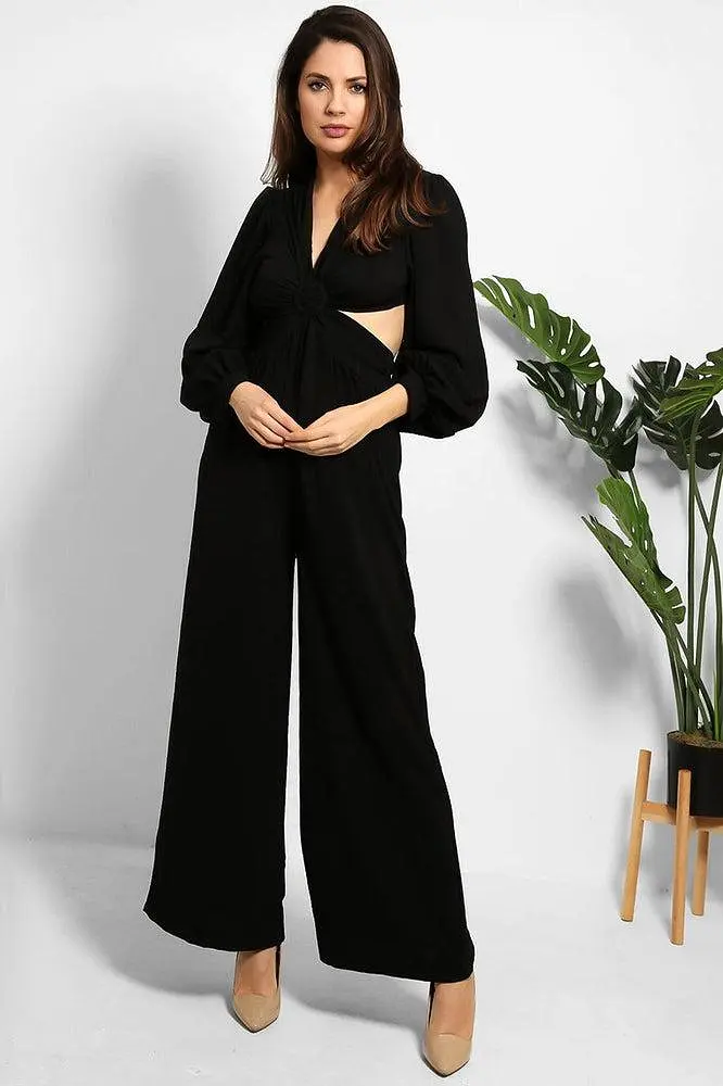 Open Back Cut Out Top Wide Leg Jumpsuit