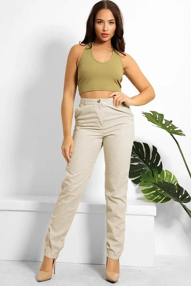 Organic Crinkled Cotton Slacks Trousers