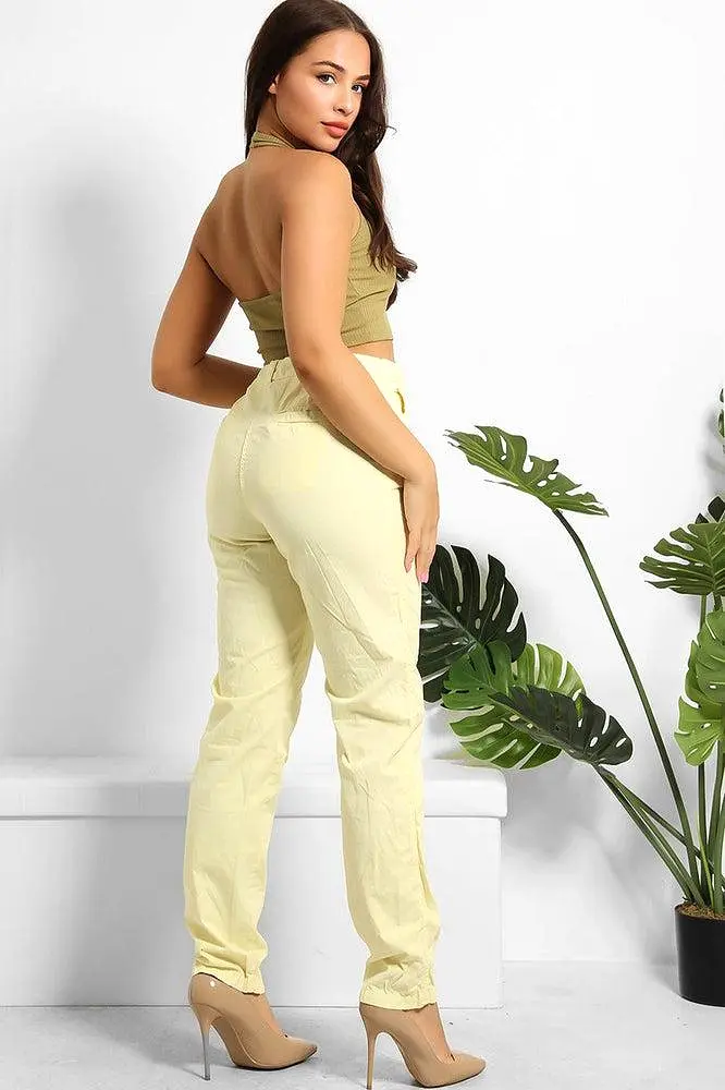 Organic Crinkled Cotton Slacks Trousers