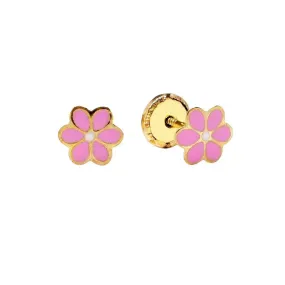 Pendientes Bebés Flor Esmaltado Oro 9k