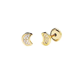 Pendientes Bebés Luna Circonitas Oro 9k