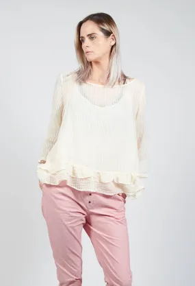 Surcouf Cropped Blouse with Underlay in Powder