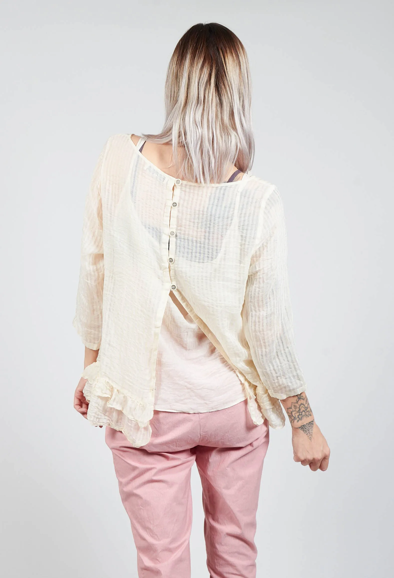 Surcouf Cropped Blouse with Underlay in Powder