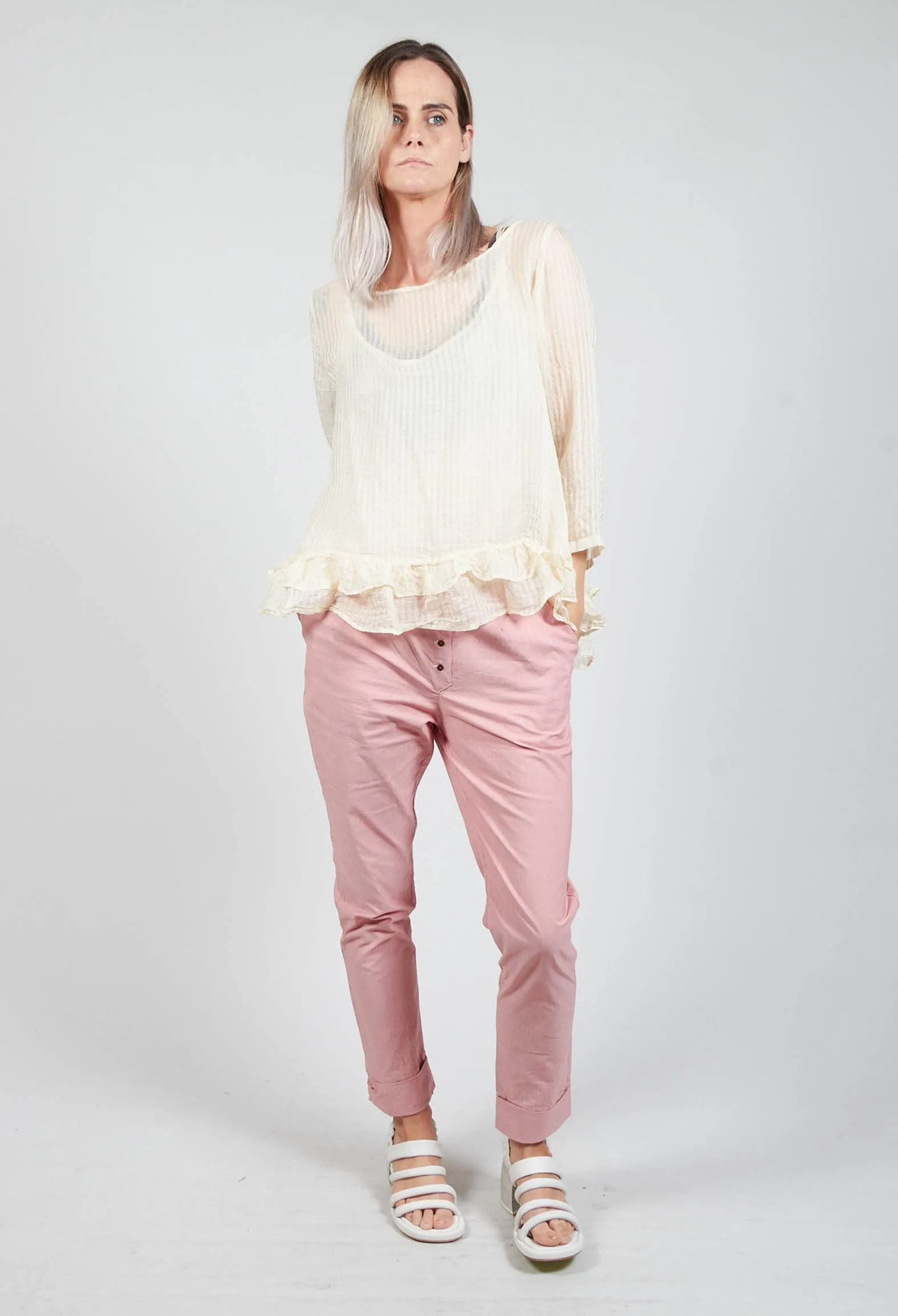 Surcouf Cropped Blouse with Underlay in Powder