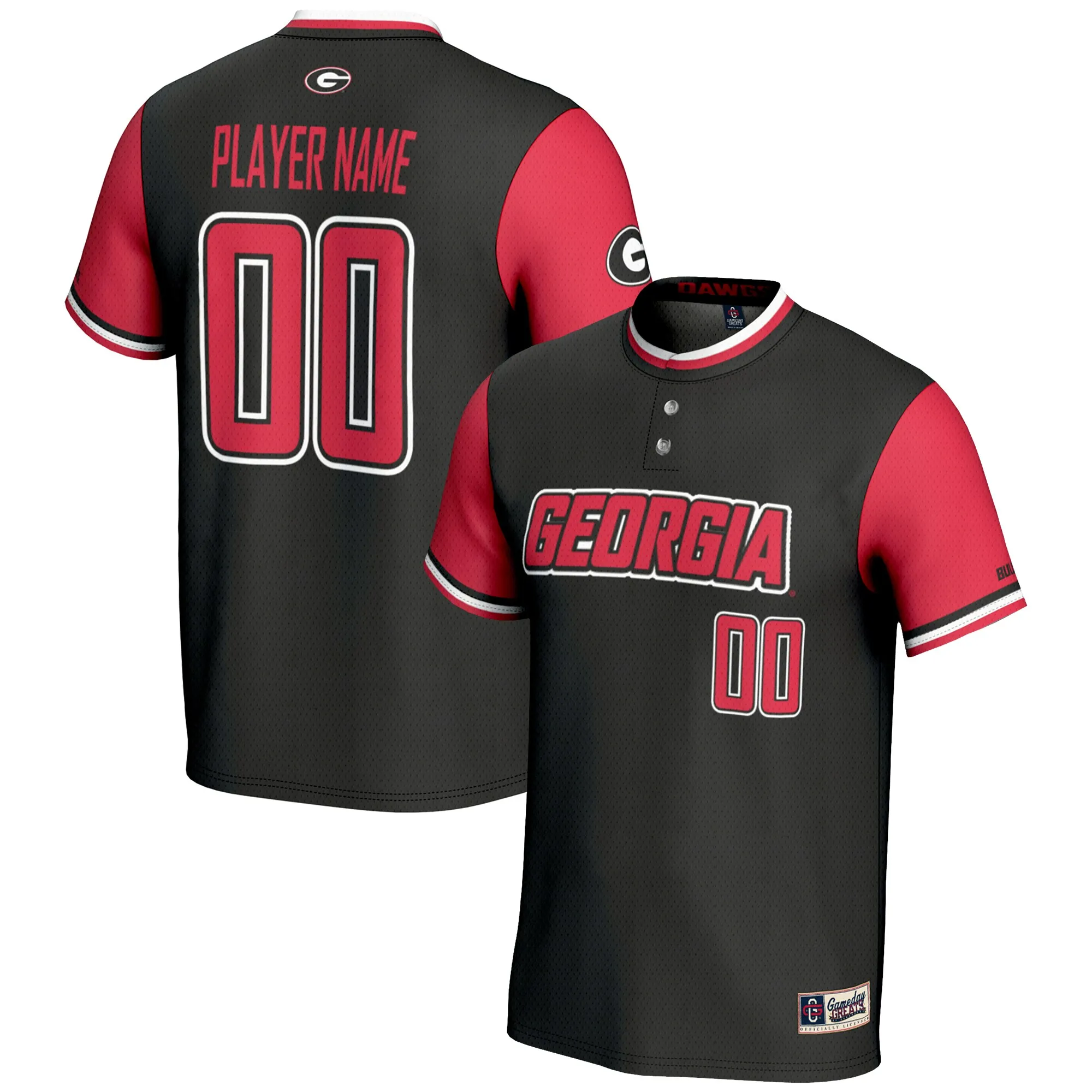 Unisex GameDay Greats  Black Georgia Bulldogs  NIL Pick-A-Player Lightweight Softball Jersey