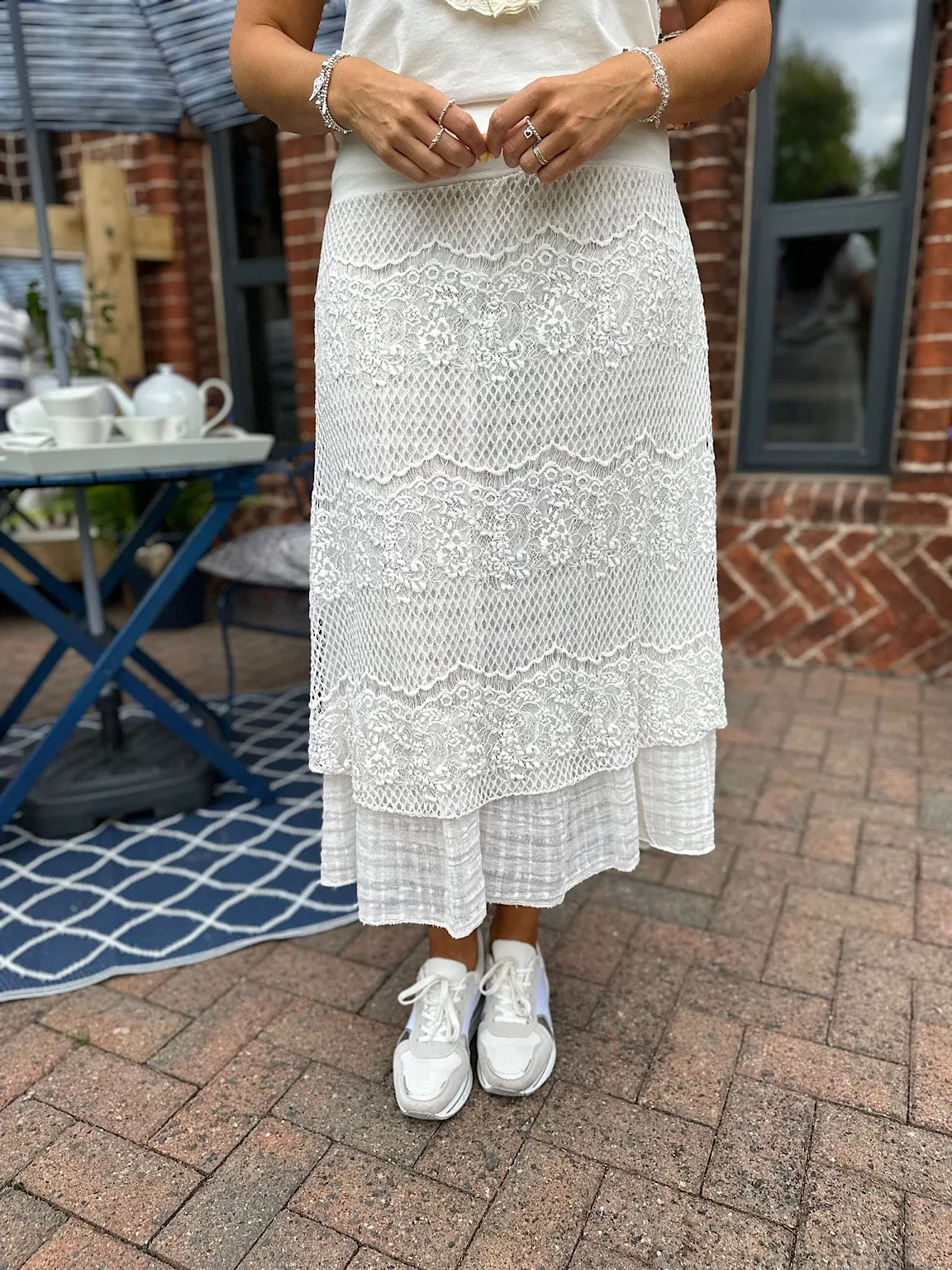 Vanilla Layered Lace Skirt