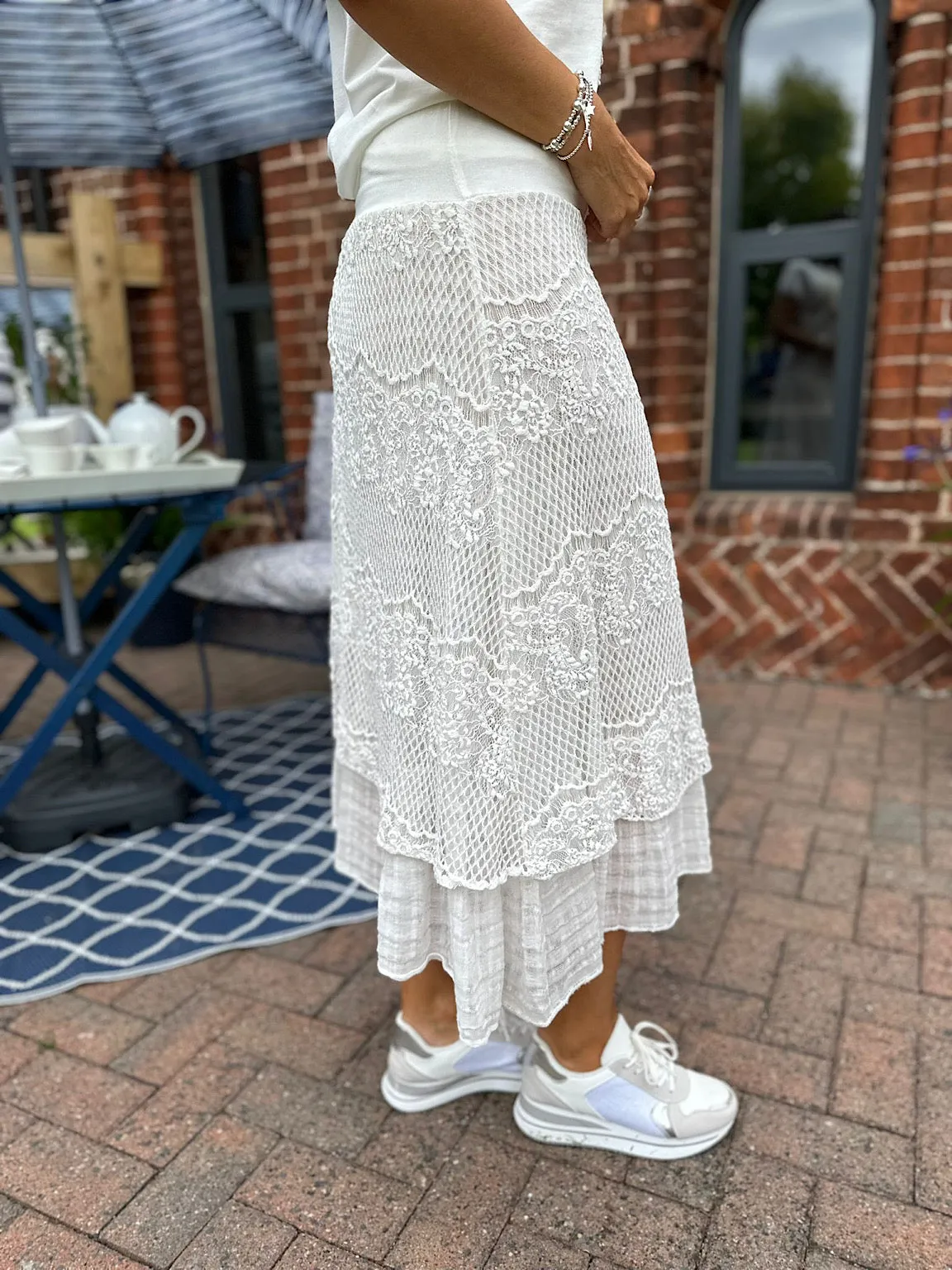 Vanilla Layered Lace Skirt