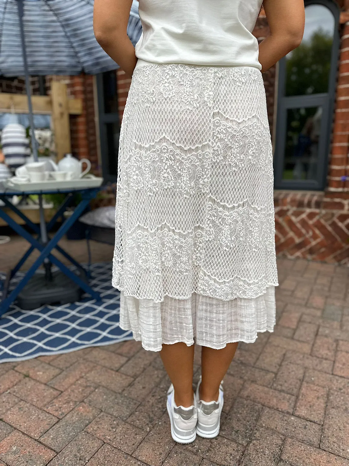 Vanilla Layered Lace Skirt